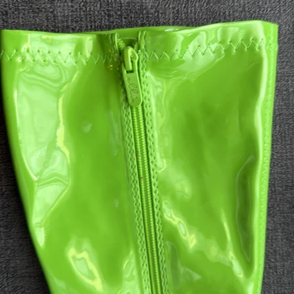 Lime Green Ellie Patent Leather Knee-High Boots - Size 7 - Picture 2 of 4